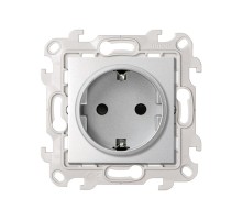 Розетка с заземлением и шторками Schuko 2Р+Е 16A 250В цвета алюминий S24 Harmonie  2450432-033  Simon