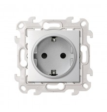 Розетка с заземлением и шторками Schuko 2Р+Е 16A 250В цвета алюминий S24 Harmonie  2450432-033  Simon