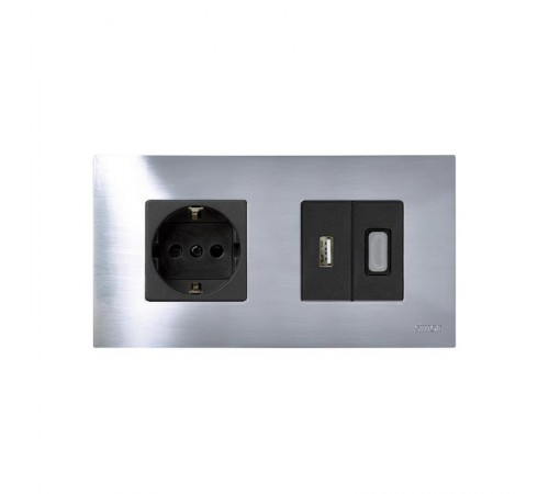 Simon 27 Накладка декоративная на рамку базовую, 2 поста, S27 Play, Metal, нержавеющая сталь  2700627-042  Simon