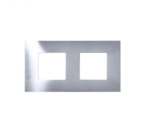 Simon 27 Накладка декоративная на рамку базовую, 2 поста, S27 Play, Metal, нержавеющая сталь  2700627-042  Simon