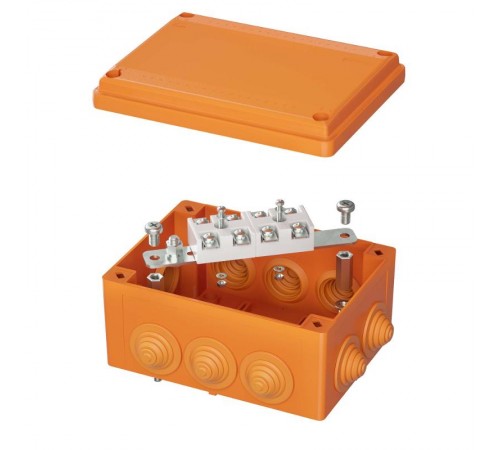 Коробка пластиковая FS с кабельными вводами и клеммниками, IP55, 150х110х70 мм, 4р, 450V, 32A, 10 мм2, нерж.контакт  FSK21410  DKC