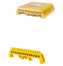 Шина "PE" "земля" в желтом изоляторе на DIN-рейку 8x12мм 14 групп  SQ0801-0218  TDM
