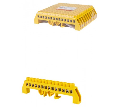 Шина "PE" "земля" в желтом изоляторе на DIN-рейку 8x12мм 14 групп  SQ0801-0218  TDM