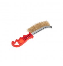Щетка металлическая с пластиковой ручкой, витая латунированная проволока  KR-91-1354  Kranz