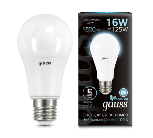 Лампа светодиодная Black LED A60 16W E27 1470lm 4100K  102502216  Gauss