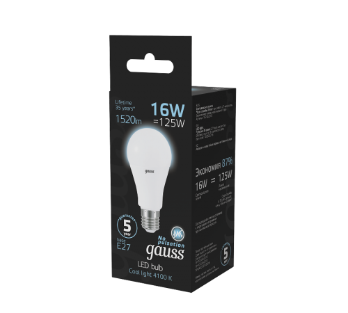 Лампа светодиодная Black LED A60 16W E27 1470lm 4100K  102502216  Gauss