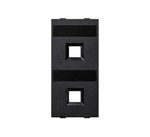 Модуль S прямой на 2 разъема RJ45 без шторок цвета графит Connect  S076B-14  Simon