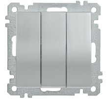 BOLERO серебрянный Выключатель 3-клавишный 10А ВС10-3-0-Б  EVB30-K23-10  IEK