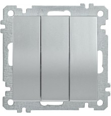 BOLERO серебрянный Выключатель 3-клавишный 10А ВС10-3-0-Б  EVB30-K23-10  IEK