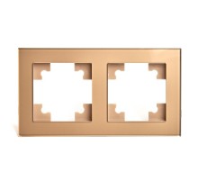 Рамка 2-местная, стекло, серия Катрин, GFR00-7002-08, золото  49034  STEKKER