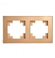 Рамка 2-местная, стекло, серия Катрин, GFR00-7002-08, золото  49034  STEKKER