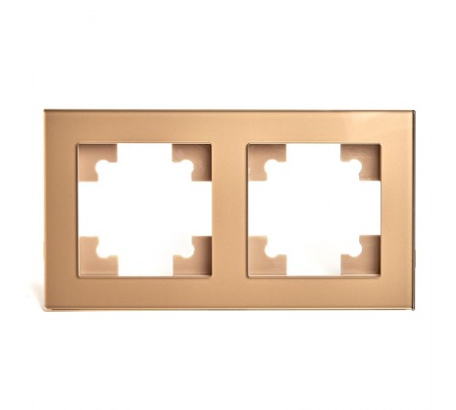 Рамка 2-местная, стекло, серия Катрин, GFR00-7002-08, золото  49034  STEKKER