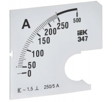Шкала смен. для амперметра Э47 250/5А-1,5 72х72мм  IPA10D-SC-0250  IEK