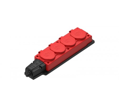Колодка 4 гнезда 2К+З каучуковая 16А/250В IP44 Красная MultiSet  MST4124RD  SE