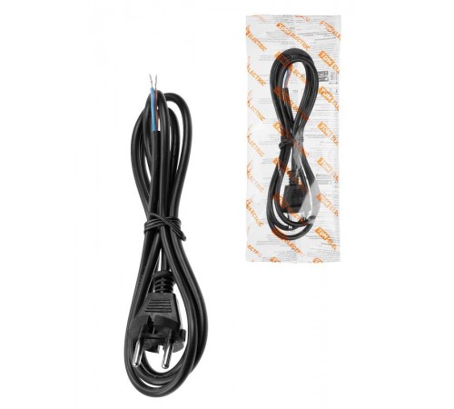 Шнур сетевой с вилкой ПВС-ВП 2x0,75мм 1,5м б/з черный  SQ1305-0081  TDM