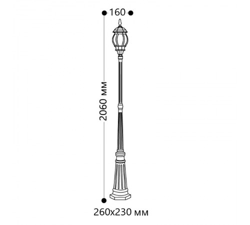 Светильник садово-парковый 8111 столб 100W E27 230V, черный  11212  Feron
