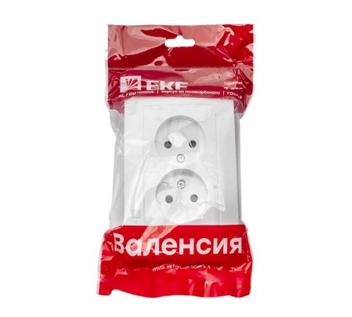 Валенсия розетка 2-местная б/з 10А белая с защ. штор. EKF PROxima   EWR10-102-10   EKF