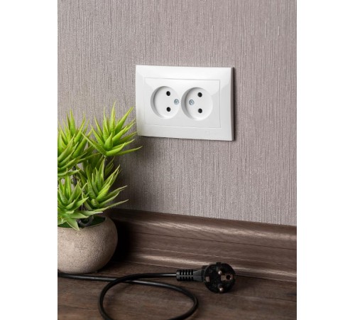 Валенсия розетка 2-местная б/з 10А белая с защ. штор. EKF PROxima   EWR10-102-10   EKF
