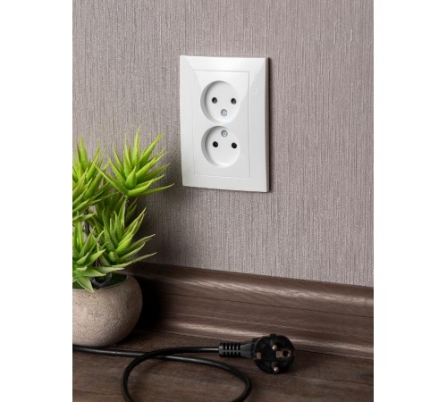 Валенсия розетка 2-местная б/з 10А белая с защ. штор. EKF PROxima   EWR10-102-10   EKF