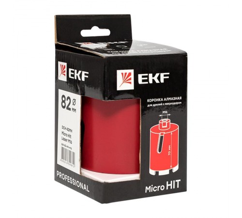 Коронка алмазная для дрелей с микроударом DCH-82MH Micro Hit Laser M16 Professional  dch-82-mh-m16  EKF