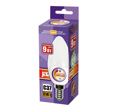 Лампа светодиодная свеча димм PLED- DIM C37 9w 3000K 650 Lm E14 230/50  .5035836  JAZZWAY