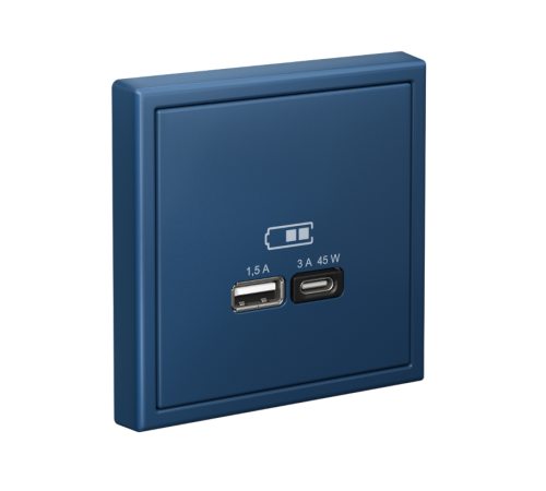 ArtGallery Аквамарин Розетка USB A + тип-C 45Вт высокоскор.заряд. QC, PD, механизм  GAL001129  SE