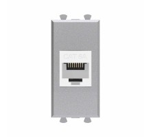 Компьютерная розетка RJ-45 без шторки модульная, кат.6А, "Avanti", "Закаленная сталь", 1 модуль  4404671  DKC