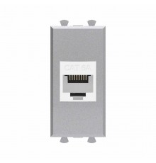 Компьютерная розетка RJ-45 без шторки модульная, кат.6А, "Avanti", "Закаленная сталь", 1 модуль  4404671  DKC