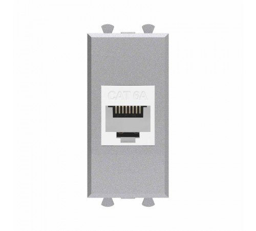 Компьютерная розетка RJ-45 без шторки модульная, кат.6А, "Avanti", "Закаленная сталь", 1 модуль  4404671  DKC