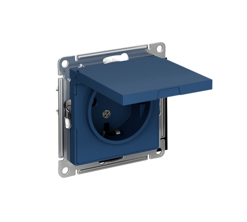 AtlasDesign Аквамарин Розетка с заземлением со шторками с крышкой, 16А, IP20, механизм  ATN001146  SE