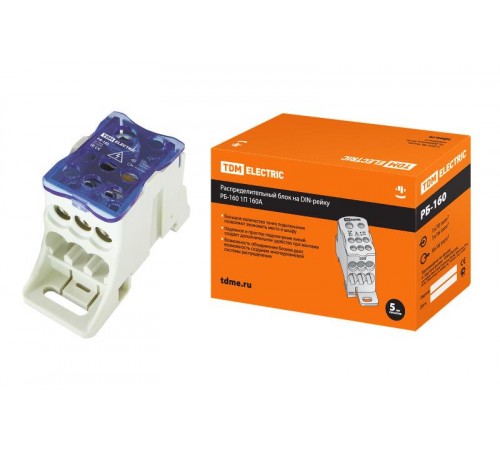 Блок распределительный на DIN-рейку РБ-160 1П 160А (1х70+1x16/6x16)  SQ0823-0003  TDM