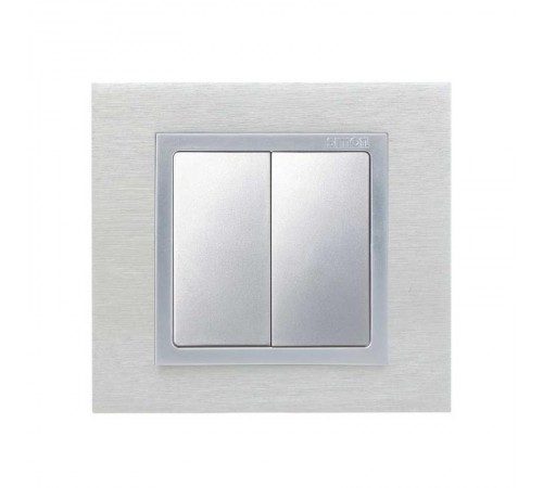 Simon 82 Клавиши (2 шт) для двухклавишного выключателя (проходной + кнопочный), S82, S82N, алюминий  82026-33  Simon