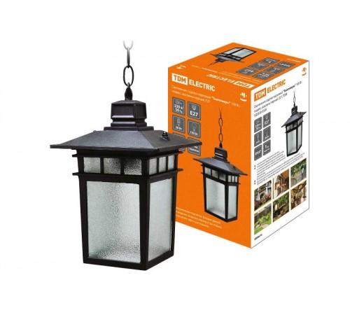 Светильник садово-парковый НСУ Тамплиеры 100Вт ЛН/КЛЛ/LED Е27 IP54 подвес, шагрень/черный  SQ0330-0326  TDM