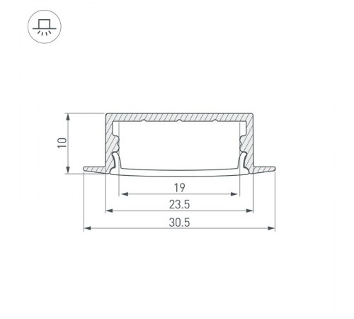 Профиль алюминиевый для светодиодной ленты ARH-WIDE-F-H10-2000 ANOD  016186   Arlight