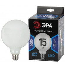 Лампа светодиодная F-LED G125-15w-840-E27 OPAL (филамент, шар опал, 15Вт, нетр, E27)  Б0047039  ЭРА