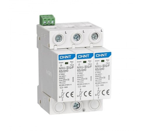 Ограничитель имп. перенапр. NXU-IIG/F 3P In=25kA Uc=440B Im=65kA (R)  252458  CHINT