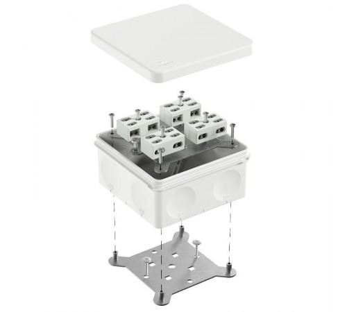 Коробка огнестойкая разветвительная для о/п двухкомпонентная 60-0300-FR6.0-4-8-Р Е15-Е60 RAL9003 100х100х50 (14 шт/уп)  60-0300-9003-FR6.0-4-8-Р  Пр