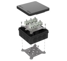 Коробка огнестойкая для о/п двухкомпонентная 60-0303-9005-FR2.5-12 Е15-Е120 100х100х40 IP66  12p, 2.5 мм.кв. черная 60-0303-9005-FR2.5-12  Промрукав