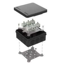 Коробка огнестойкая для о/п двухкомпонентная 60-0303-9005-FR2.5-12 Е15-Е120 100х100х40 IP66  12p, 2.5 мм.кв. черная 60-0303-9005-FR2.5-12  Промрукав