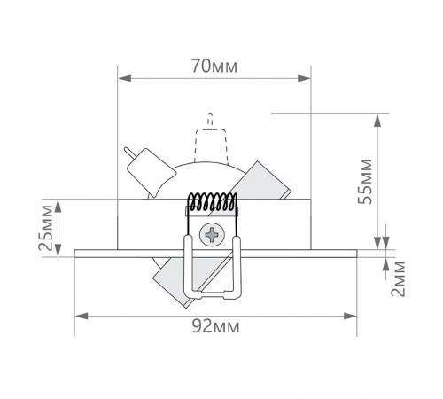 Светильник точечный встраиваемый под лампу DL2801 MR16 50W G5.3 "квадрат", хром (аналог DL273)  32639  FERON