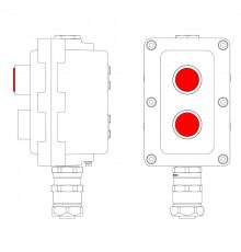 Взрывонепроницаемый пост управления из алюминия LCSD-02-B-MC-L1R(220)x1-P1R(11)x1-PCMB-KAEPM3MHK-20  LCSD21000094  DKC