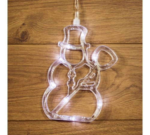 Фигура светодиодная "Снеговик" на присоске с подвесом, цвет белый  501-013  NEON-NIGHT