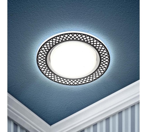 Светильник точечный встраиваемый KL79 WH/BK под лампу Gx53 круглый,220V,13W,белый/черный  Б0037361  ЭРА