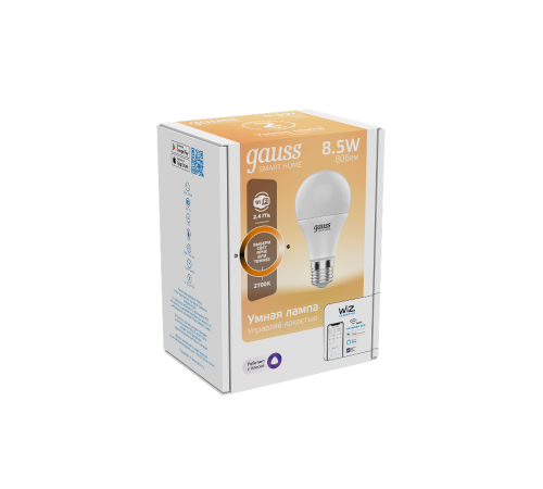 Лампа Светодиодная Smart Home DIM E27 A60 8.5 Вт 2700К 1/10/40  1050112  Gauss