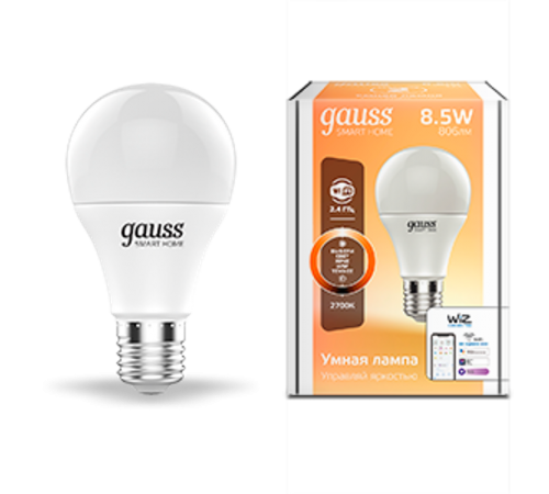 Лампа Светодиодная Smart Home DIM E27 A60 8.5 Вт 2700К 1/10/40  1050112  Gauss