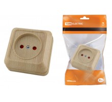 Розетка 2П открытой установки с з/ш IP20 10А, сосна "Ладога"   SQ1801-0053  TDM