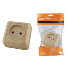 Розетка 2П открытой установки с з/ш IP20 10А, сосна "Ладога"   SQ1801-0053  TDM