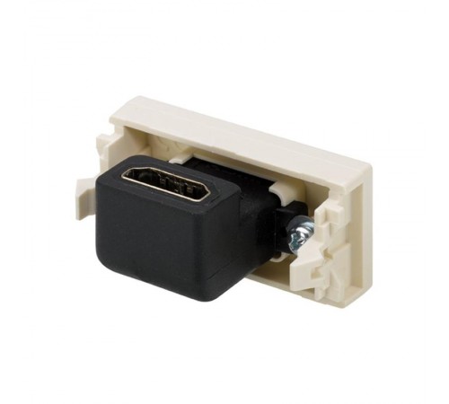 Simon 27 Розетка проходная угловая для подключения HDMI-разъёма аудио/видео v1.3, узкий модуль, S27, слоновая  2701094-031  Simon