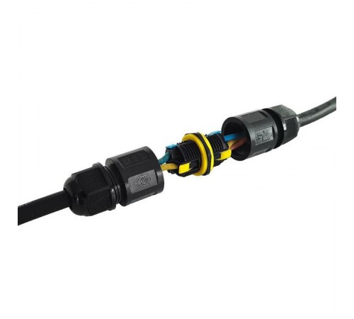 Соединитель-коннектор 3-контактный водонепроницаемый LD545 IP68, черный  49233  STEKKER