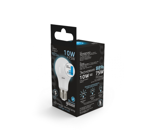 Лампа светодиодная LED 10Вт E27 220В 4100К A60, диммируемая  102502210-S  Gauss